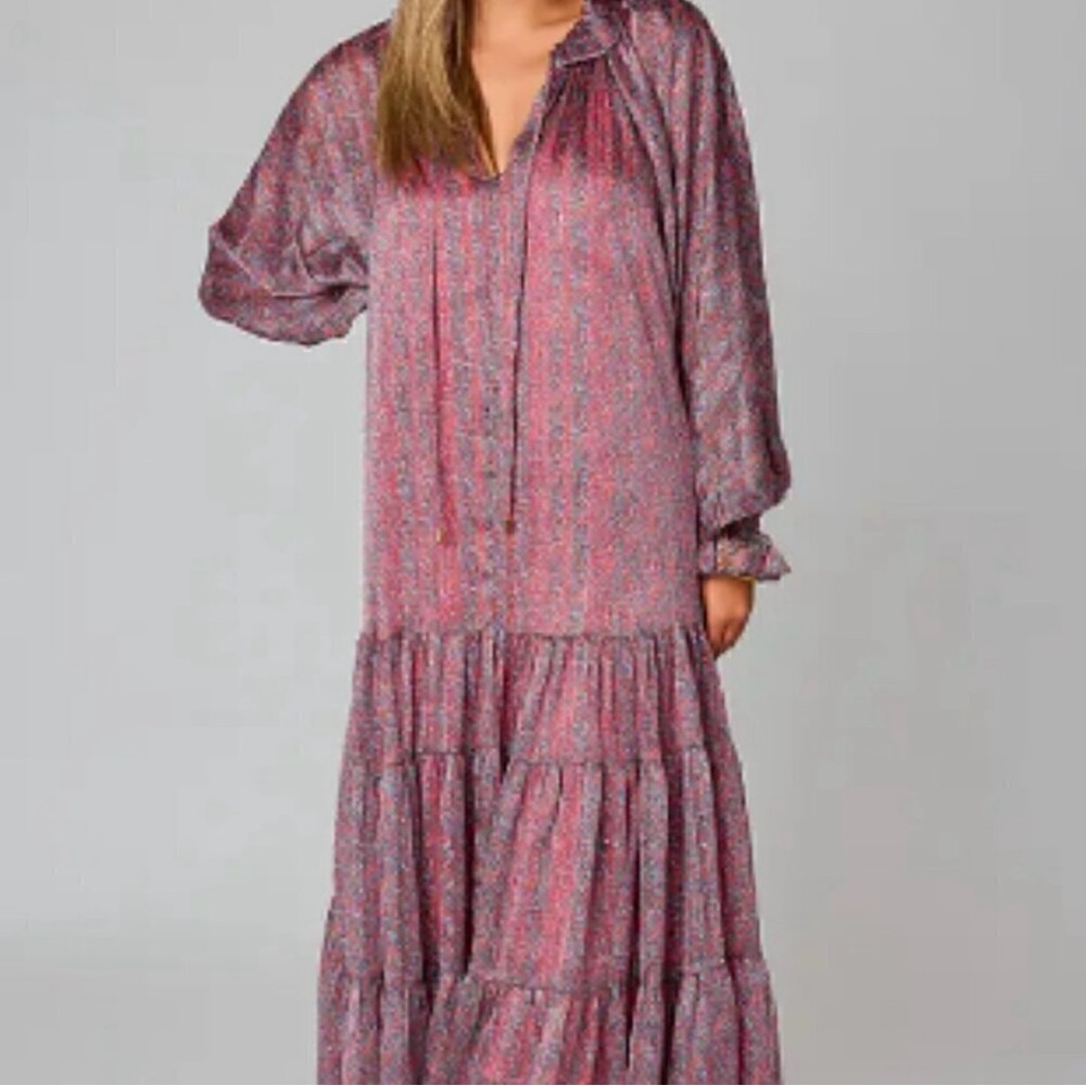 Buddy Love Greta Maxi Dress Coral Blue Floral Women’s Medium Boho Romantic Girly